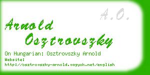 arnold osztrovszky business card